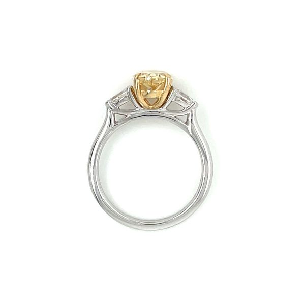 14K W&Y Gold Engagement Ring with 2.2 Ct Fancy Yellow Oval Lab Diamond & Pears Image 5 Franzetti Jewelers Austin, TX