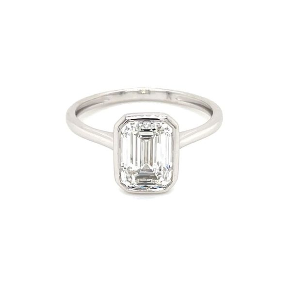 14KW Gold Engagement Ring with Bezel Set 1.98 Ct Emerald Lab Diamond Image 3 Franzetti Jewelers Austin, TX