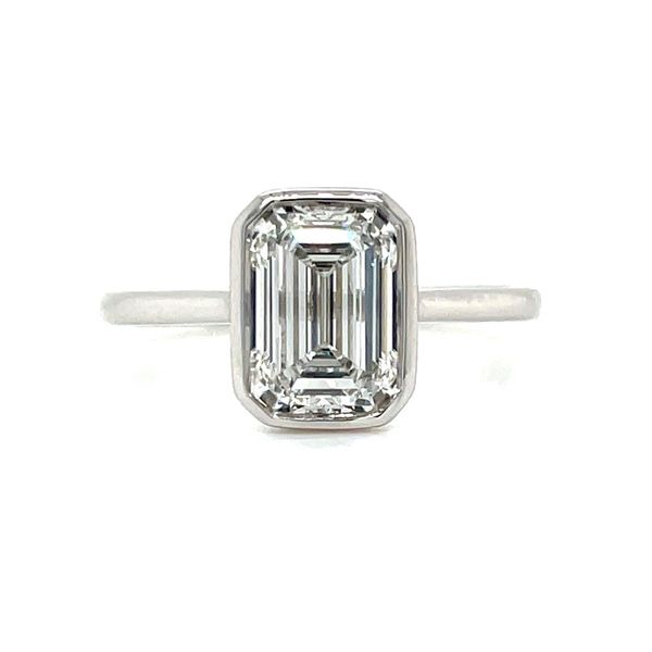 14KW Gold Engagement Ring with Bezel Set 1.98 Ct Emerald Lab Diamond Franzetti Jewelers Austin, TX