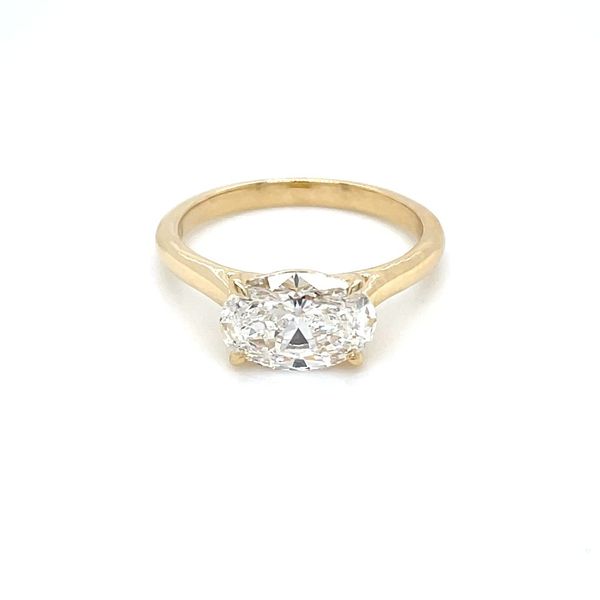14KY Gold East West Engagement Ring with 2 Ct Oval Lab Diamond Image 3 Franzetti Jewelers Austin, TX