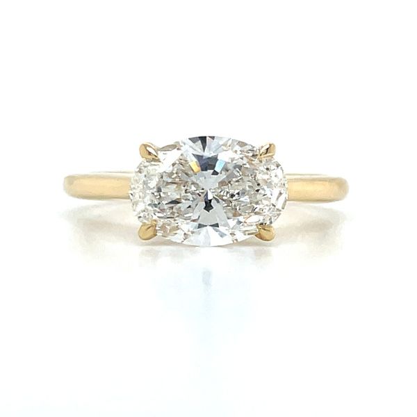 14KY Gold East West Engagement Ring with 2 Ct Oval Lab Diamond Franzetti Jewelers Austin, TX