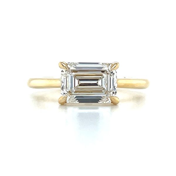 14KY Gold East West Engagement Ring with 1.97 Ct Emerald Cut Lab Diamond Franzetti Jewelers Austin, TX