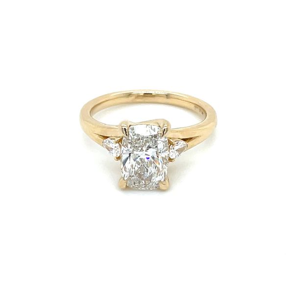14KY 3 Stone Engagement Ring with 2.06 Ct Cushion Lab Diamond & Pear Shapes Image 3 Franzetti Jewelers Austin, TX