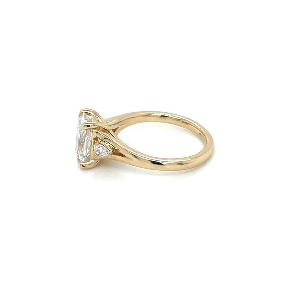 14KY 3 Stone Engagement Ring with 2.06 Ct Cushion Lab Diamond & Pear Shapes Image 4 Franzetti Jewelers Austin, TX