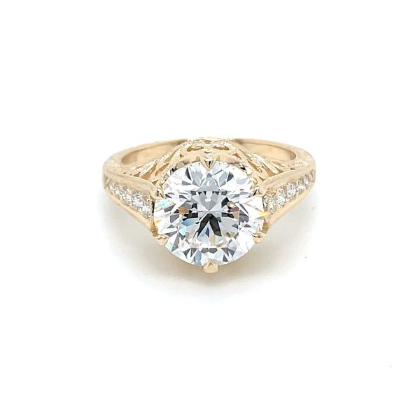 14KY Antique Inspired Engagement Ring with 3.10 Ct Round Lab Diamond Image 3 Franzetti Jewelers Austin, TX