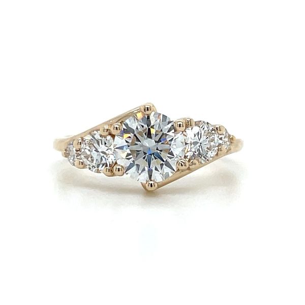 14KY Gold 5-Stone Engagement Ring with 1.10 Ct Round Lab Diamond Franzetti Jewelers Austin, TX