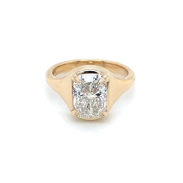 14KY Gold Signet Ring with 2.09 Ct Cushion Lab Diamond Image 3 Franzetti Jewelers Austin, TX
