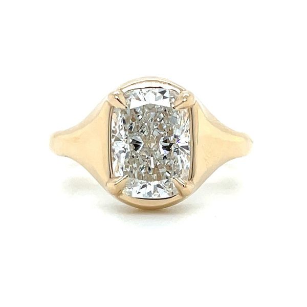 14KY Gold Signet Ring with 2.09 Ct Cushion Lab Diamond Franzetti Jewelers Austin, TX