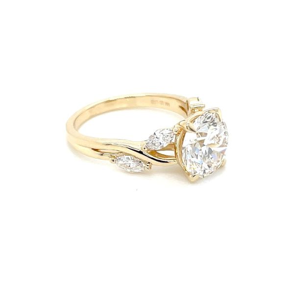 14KY 4 Marquise Nature Inspired Engagement Ring with 3.09 Ct Round Image 3 Franzetti Jewelers Austin, TX