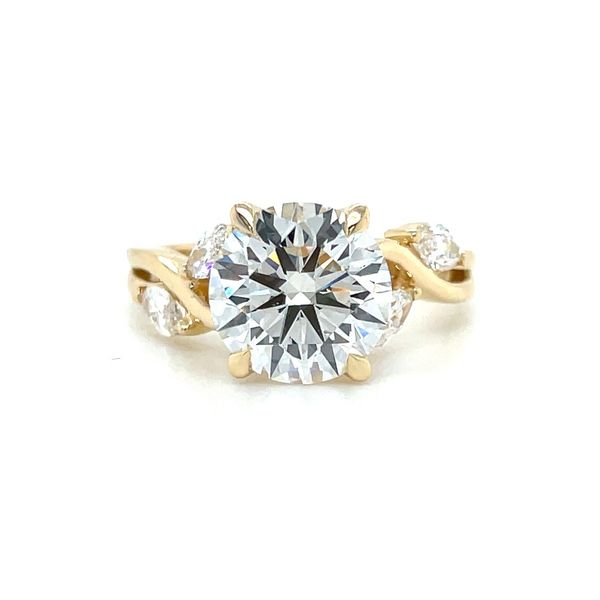 14KY 4 Marquise Nature Inspired Engagement Ring with 3.09 Ct Round Franzetti Jewelers Austin, TX