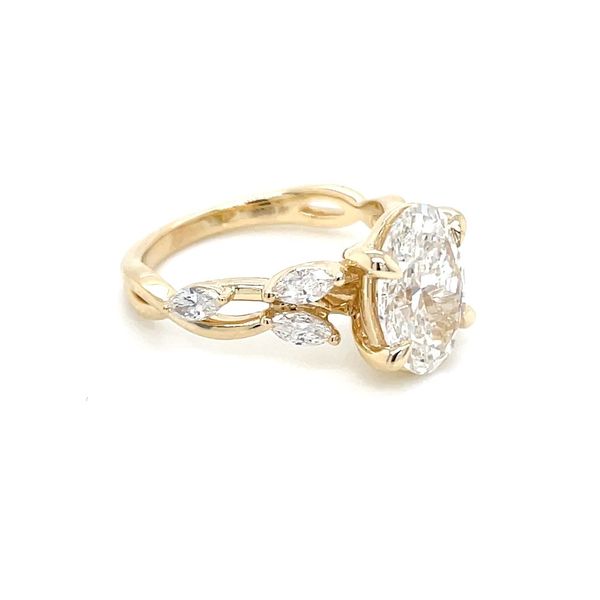 14KY 6 Marquise Nature Inspired Engagement Ring with 3 Ct Oval Image 3 Franzetti Jewelers Austin, TX