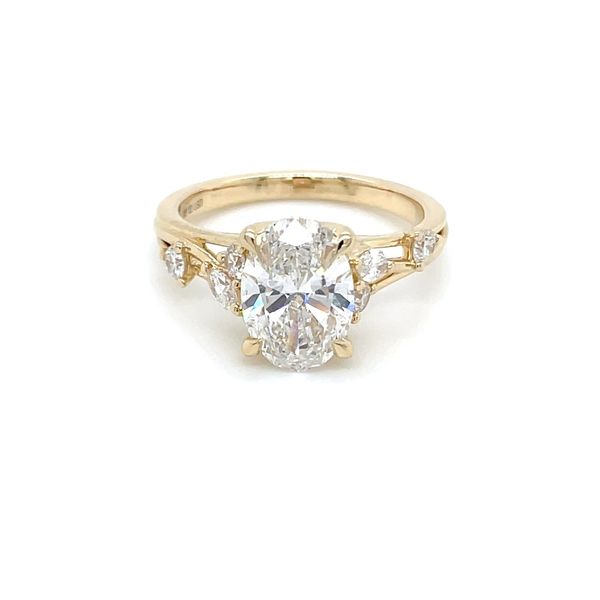 14KY Round & Marquise Nature Inspired Engagement Ring with 2.17 Ct Oval Image 3 Franzetti Jewelers Austin, TX
