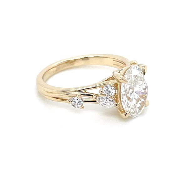 14KY Round & Marquise Nature Inspired Engagement Ring with 2.17 Ct Oval Image 4 Franzetti Jewelers Austin, TX