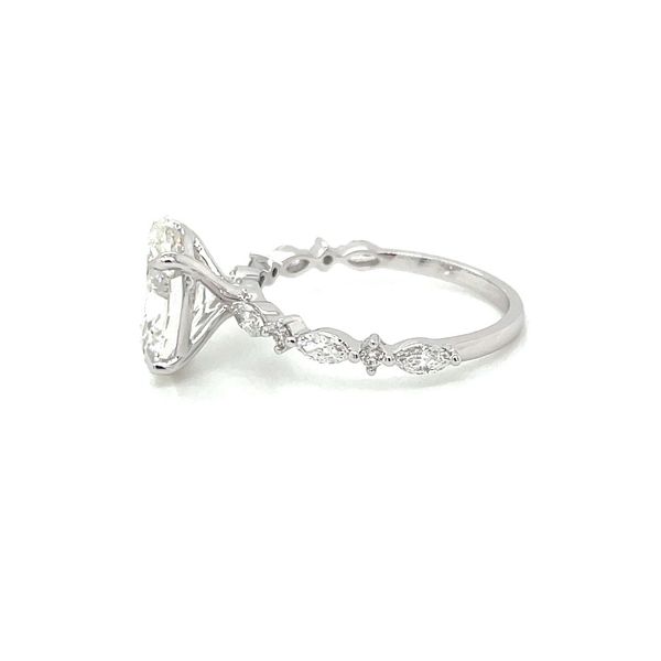 14KW Marquise & Round Alternating Engagement Ring with 2.63 Ct Oval Lab Diamond Image 4 Franzetti Jewelers Austin, TX