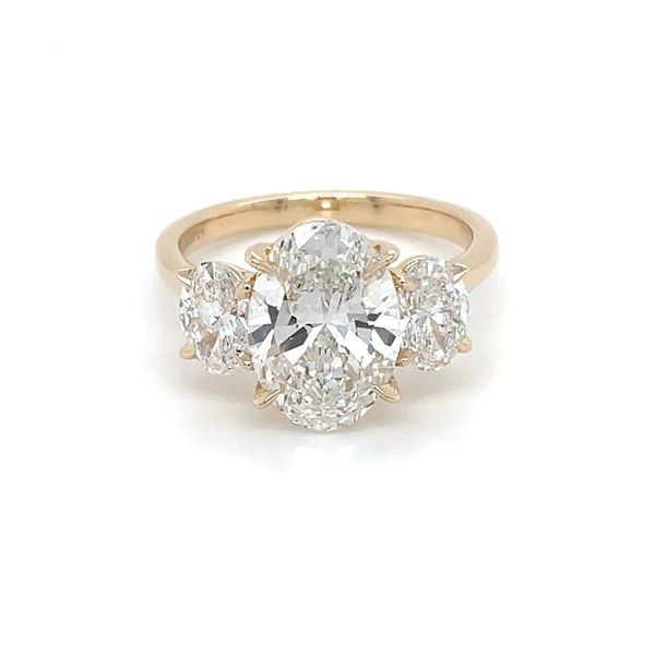 14KY Gold 3-Oval Lab Diamond Engagement Ring with 3.02 Ct Oval Center Image 3 Franzetti Jewelers Austin, TX