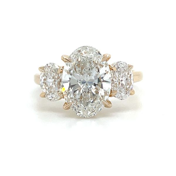 14KY Gold 3-Oval Lab Diamond Engagement Ring with 3.02 Ct Oval Center Franzetti Jewelers Austin, TX