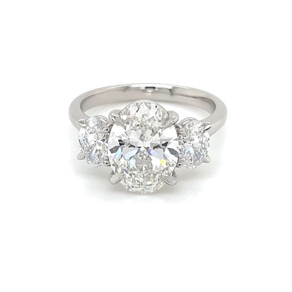 Platinum 3-Oval Lab Diamond Engagement Ring with 3.09 Ct Oval Center Image 3 Franzetti Jewelers Austin, TX