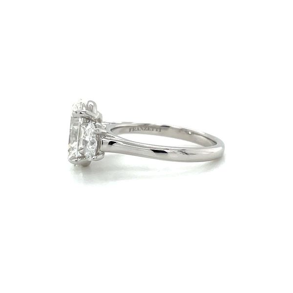 Platinum 3-Oval Lab Diamond Engagement Ring with 3.09 Ct Oval Center Image 4 Franzetti Jewelers Austin, TX