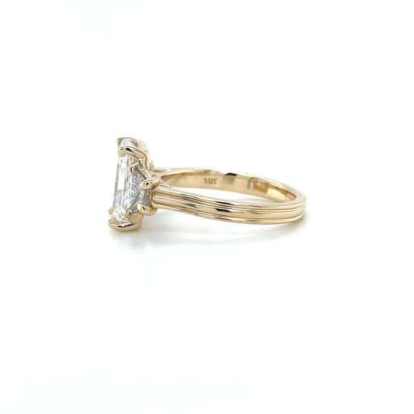 14KY Gold 3 Diamond Engagement Ring with 3.08 Ct Radiant Lab Diamond & Trapezoids Image 4 Franzetti Jewelers Austin, TX