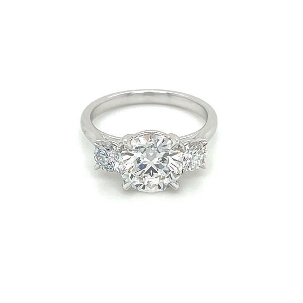 14KW Gold 3-Round Lab Diamond Engagement Ring with 2.57 Ct Round Center Image 3 Franzetti Jewelers Austin, TX