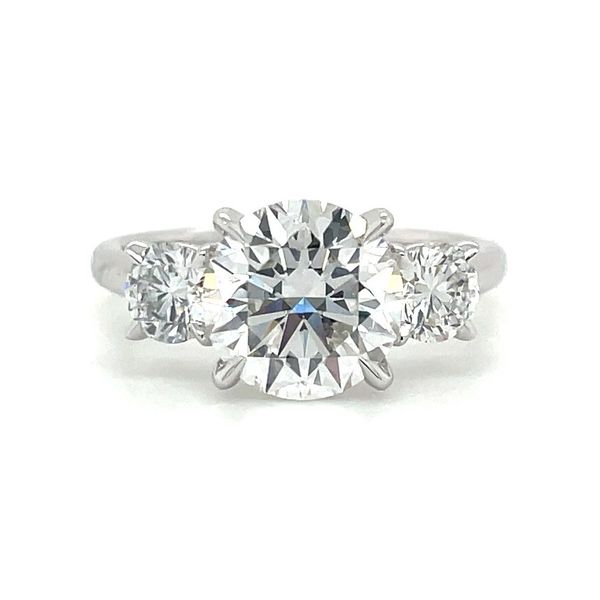 14KW Gold 3-Round Lab Diamond Engagement Ring with 2.57 Ct Round Center Franzetti Jewelers Austin, TX
