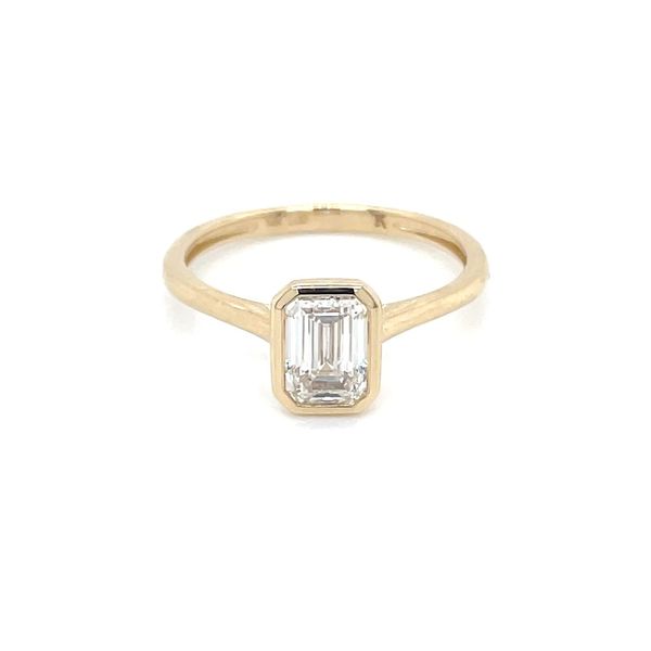 14KY Gold Engagement Ring with Bezel Set 0.99 Ct Emerald Lab Diamond Image 3 Franzetti Jewelers Austin, TX