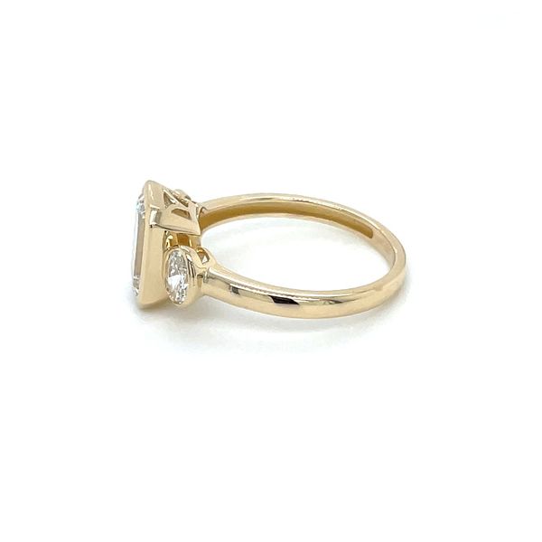 14KY Gold 3 Stone Bezel Set Lab Diamond Engagement Ring with 2.5 Ct Emerald Cut Image 4 Franzetti Jewelers Austin, TX