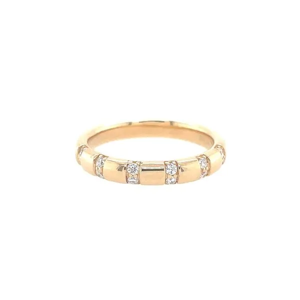 14KY Gold 3.2 mm Wedding Band with Spaced Out Diamond Pairs Image 3 Franzetti Jewelers Austin, TX