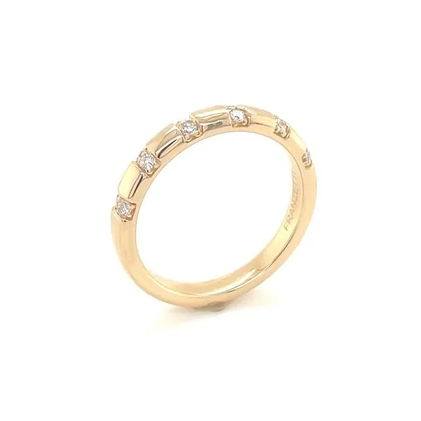14KY Gold 3.2 mm Wedding Band with Spaced Out Diamond Pairs Franzetti Jewelers Austin, TX