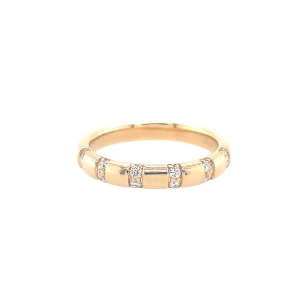 14KY Gold 3.2 mm Wedding Band with Spaced Out Diamond Pairs Image 3 Franzetti Jewelers Austin, TX