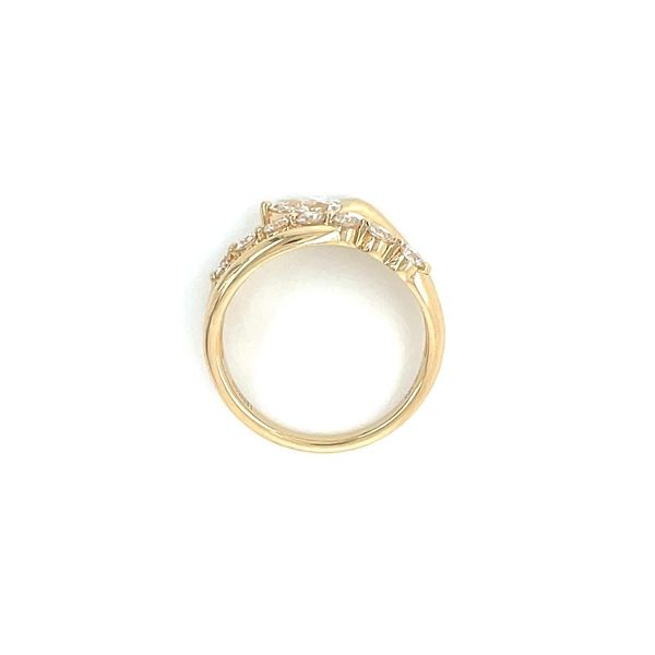14KY Gold Crossover Ring with Single Pear Shape & Round Lab Diamonds Image 5 Franzetti Jewelers Austin, TX