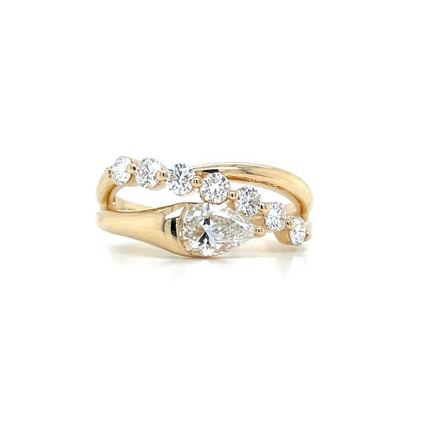 14KY Gold Crossover Ring with Single Pear Shape & Round Lab Diamonds Franzetti Jewelers Austin, TX