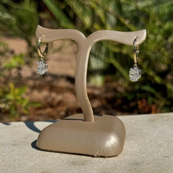 14K Yellow & White Gold Dangle Earrings with Oval Lab Diamonds 2.09 CTW Image 2 Franzetti Jewelers Austin, TX