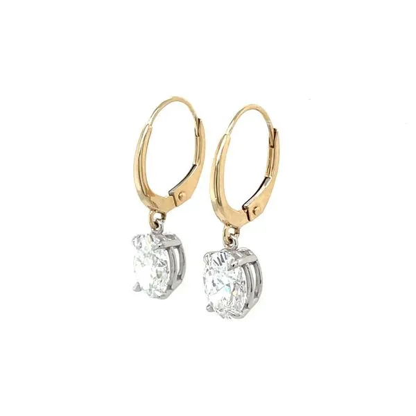 14K Yellow & White Gold Dangle Earrings with Oval Lab Diamonds 2.09 CTW Image 4 Franzetti Jewelers Austin, TX