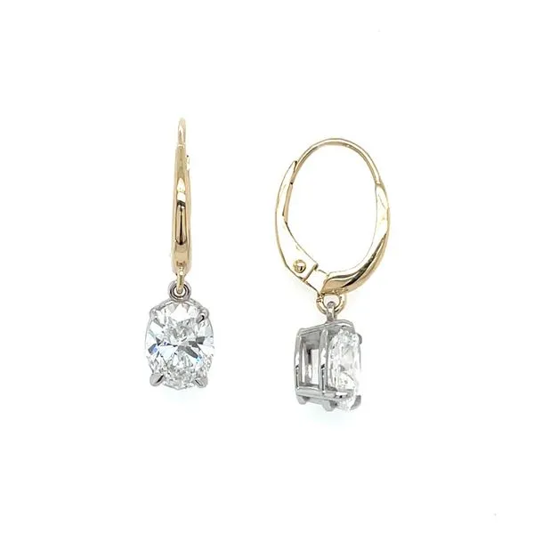 14K Yellow & White Gold Dangle Earrings with Oval Lab Diamonds 2.09 CTW Franzetti Jewelers Austin, TX