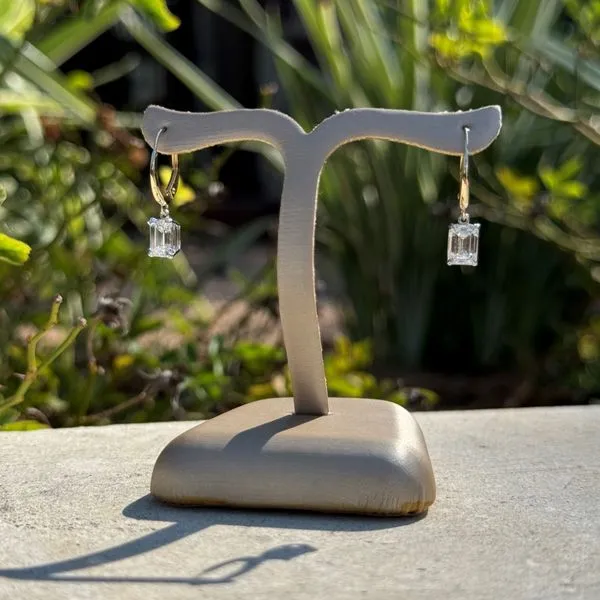 14K Yellow & White Gold Dangle Earrings with Emerald Cut Lab Diamonds 2.17 CTW Image 2 Franzetti Jewelers Austin, TX