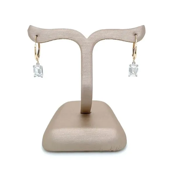 14K Yellow & White Gold Dangle Earrings with Emerald Cut Lab Diamonds 2.17 CTW Image 5 Franzetti Jewelers Austin, TX