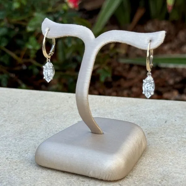 14K Yellow & White Gold Dangle Earrings with Marquise Lab Diamonds 2.03 CTW Image 2 Franzetti Jewelers Austin, TX