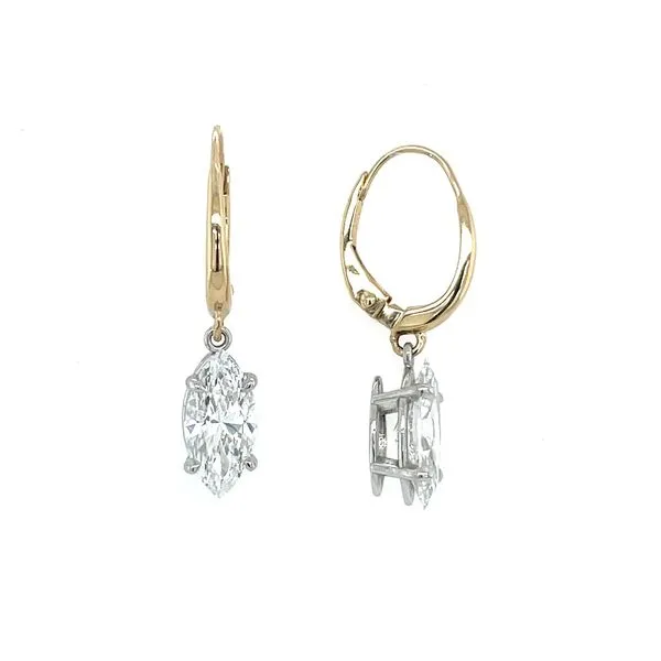 14K Yellow & White Gold Dangle Earrings with Marquise Lab Diamonds 2.03 CTW Franzetti Jewelers Austin, TX