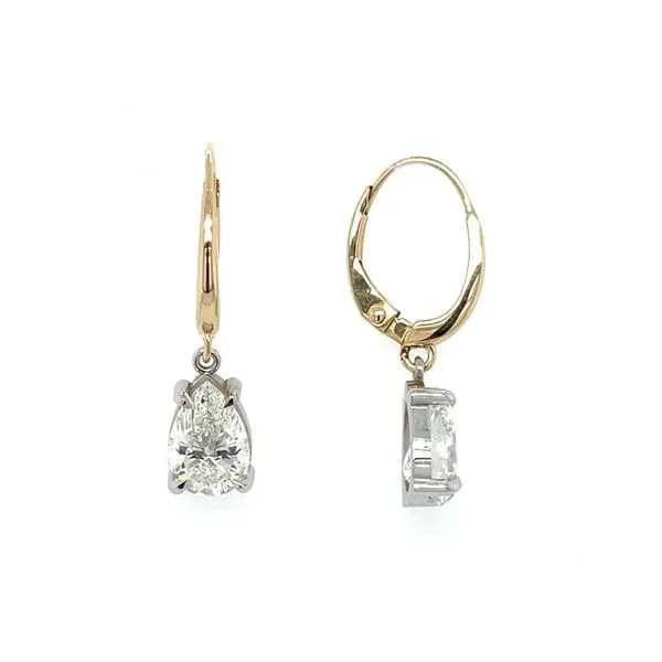 14K Yellow & White Gold Dangle Earrings with Pear Lab Diamonds 2.07 CTW Image 4 Franzetti Jewelers Austin, TX