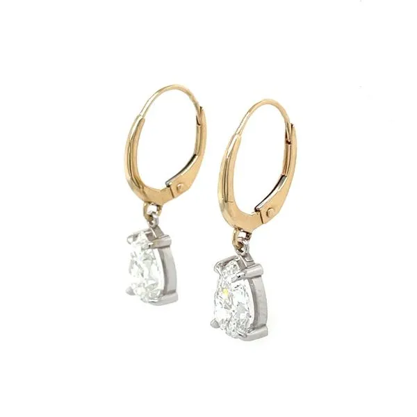 14K Yellow & White Gold Dangle Earrings with Pear Lab Diamonds 2.07 CTW Image 5 Franzetti Jewelers Austin, TX