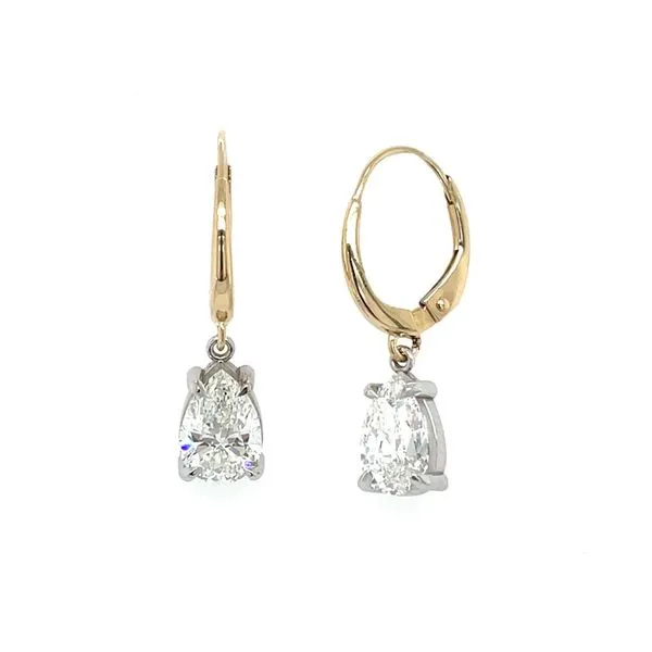 14K Yellow & White Gold Dangle Earrings with Pear Lab Diamonds 2.07 CTW Franzetti Jewelers Austin, TX