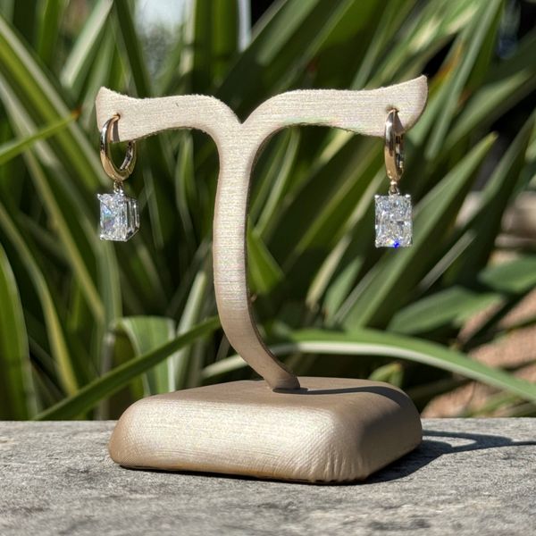 14K Yellow & White Gold Dangle Earrings with Radiant Cut Lab Diamonds 3.18 CTW Image 2 Franzetti Jewelers Austin, TX