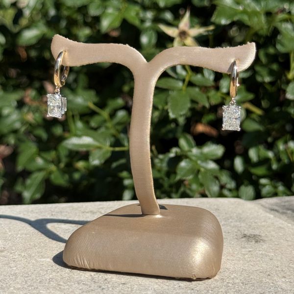 14K Yellow & White Gold Dangle Earrings with Radiant Cut Lab Diamonds 2.17 CTW Image 2 Franzetti Jewelers Austin, TX
