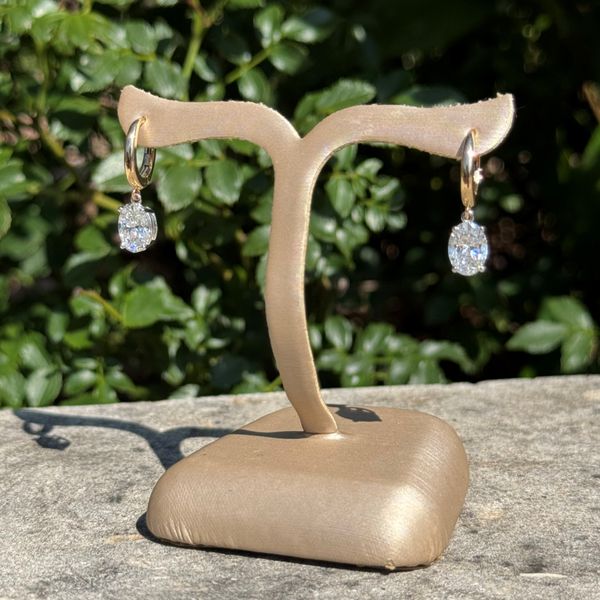 14K Yellow & White Gold Dangle Earrings with Oval Lab Diamonds 2.19 CTW Image 2 Franzetti Jewelers Austin, TX