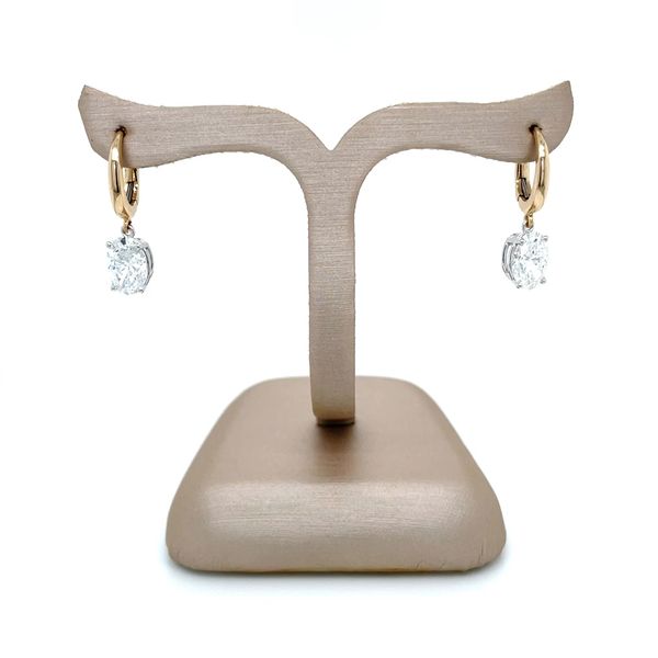 14K Yellow & White Gold Dangle Earrings with Oval Lab Diamonds 2.19 CTW Image 4 Franzetti Jewelers Austin, TX