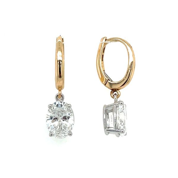 14K Yellow & White Gold Dangle Earrings with Oval Lab Diamonds 2.19 CTW Franzetti Jewelers Austin, TX
