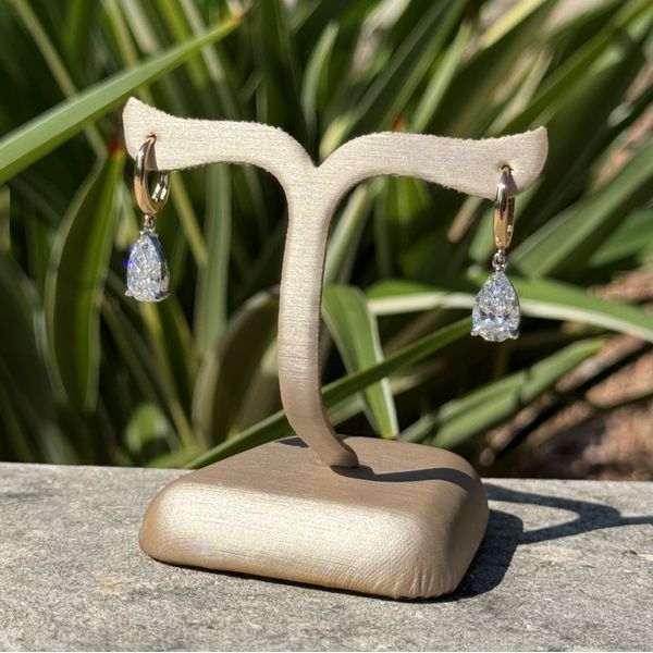14K Yellow & White Gold Dangle Earrings with Pear Lab Diamonds 3.01 CTW Image 2 Franzetti Jewelers Austin, TX