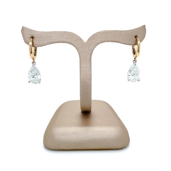 14K Yellow & White Gold Dangle Earrings with Pear Lab Diamonds 3.01 CTW Image 4 Franzetti Jewelers Austin, TX