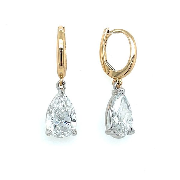 14K Yellow & White Gold Dangle Earrings with Pear Lab Diamonds 3.01 CTW Franzetti Jewelers Austin, TX